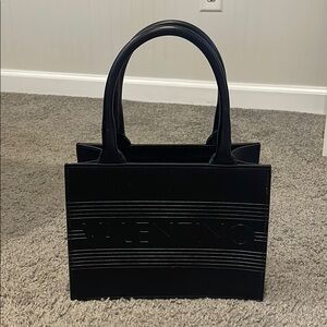 Valentino Victoria Soave Leather Tote in Black